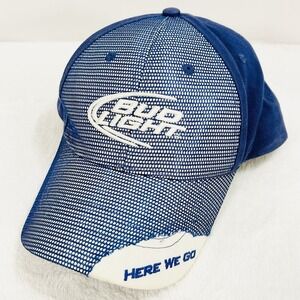 Bud Light Mesh Distressed Hat Cap Adjustable Strapback Blue Outdoors Casual